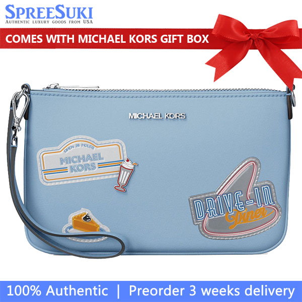 Michael Kors Jet Set Embellished Convertible Wristlet Light Sky # 35T5STVW5I