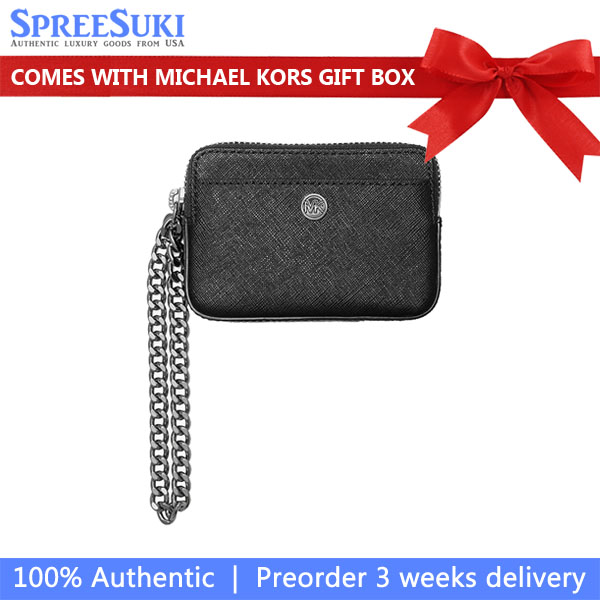 Michael Kors Medium Saffiano Leather Chain Card Case Black # 35R3STVD6L