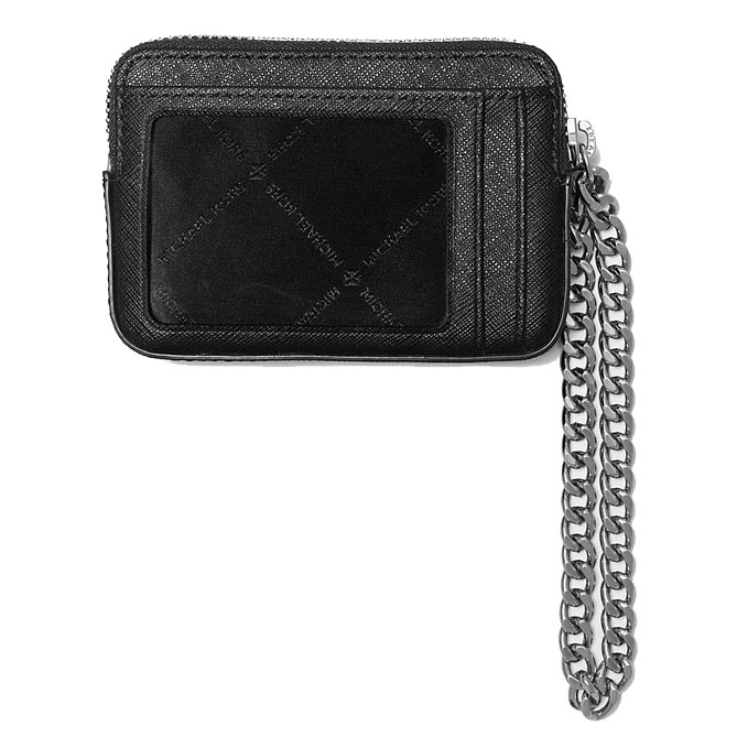 Michael Kors Medium Saffiano Leather Chain Card Case Black # 35R3STVD6L
