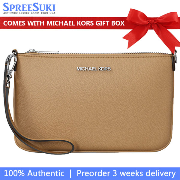 Michael Kors Jet Set Small Pebbled Leather Convertible Wristlet Peanut # 35S5STVW5L