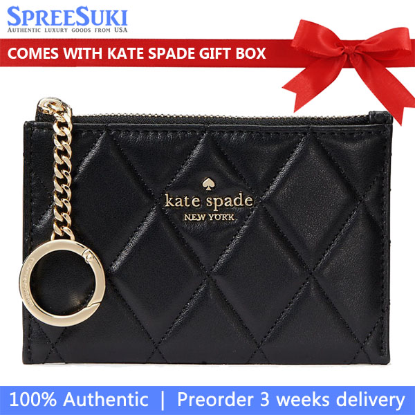 Kate Spade Carey Smooth Quilted Leather Small Card Holder Black # KG426