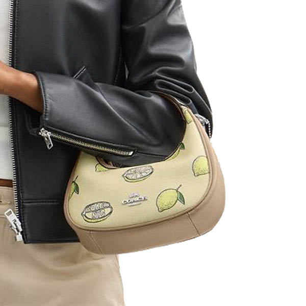 Coach Carmen Mini Crossbody Bag With Lemon Print Silver Garden Glade Multi # CAL00