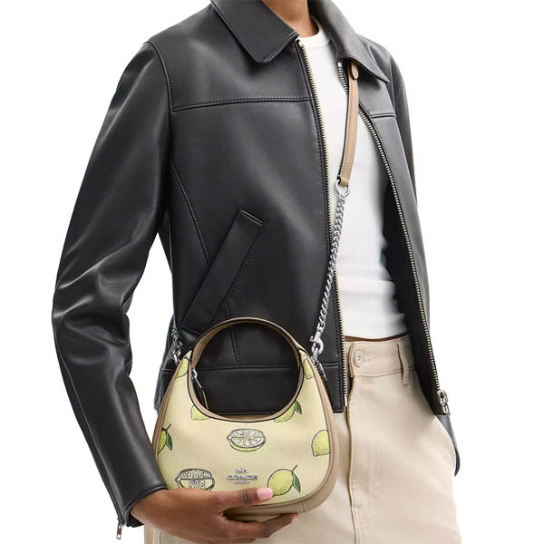 Coach Carmen Mini Crossbody Bag With Lemon Print Silver Garden Glade Multi # CAL00