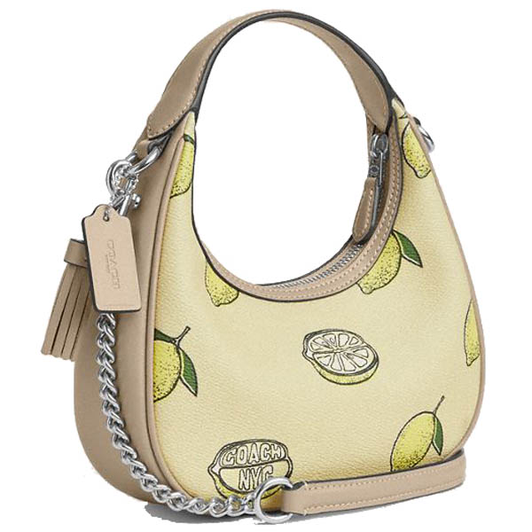 Coach Carmen Mini Crossbody Bag With Lemon Print Silver Garden Glade Multi # CAL00