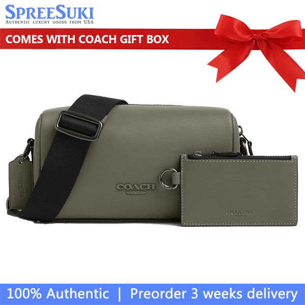 Coach Axel Crossbody Bag Gunmetal Military Green # CV530