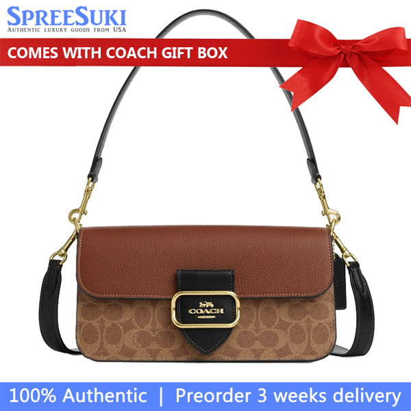 Coach Morgan Shoulder Bag In Colorblock Signature Canvas Tan Multi # CBT15