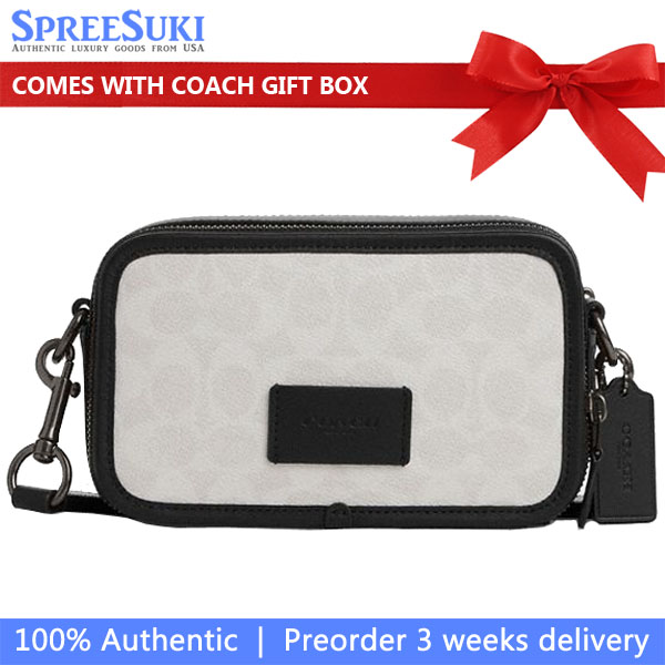Coach Wyatt Crossbody Bag In Signature Canvas Gunmetal Chalk Black # CW365