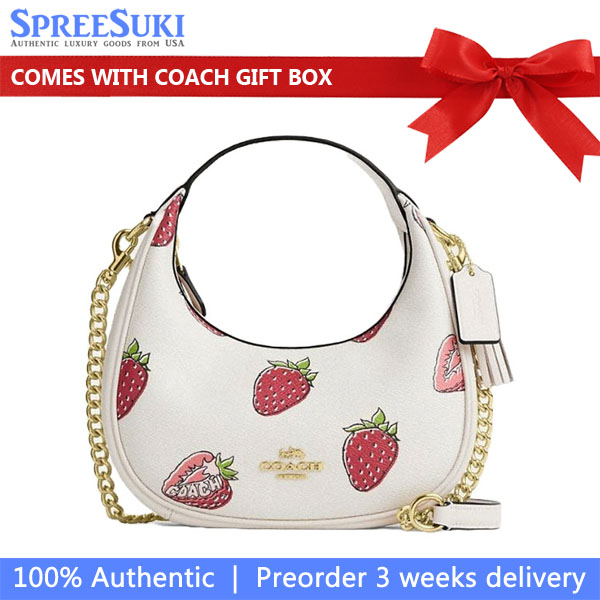 Coach Carmen Mini Crossbody Bag With Strawberry Print Chalk Multi # CAL01