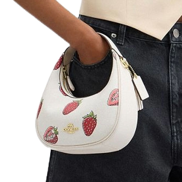 Coach Carmen Mini Crossbody Bag With Strawberry Print Chalk Multi # CAL01