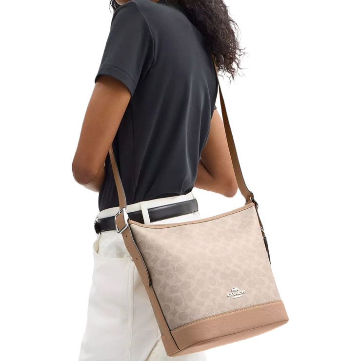 Coach Jude Duffle Bag In Signature Canvas Silver / Sand / Taupe # CBH20