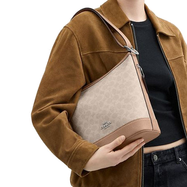 Coach Jude Duffle Bag In Signature Canvas Silver / Sand / Taupe # CBH20