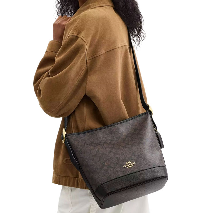Coach Jude Duffle Bag In Signature Canvas Walnut / Black # CBH20
