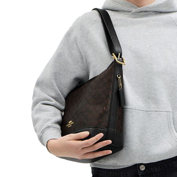 Coach Jude Duffle Bag In Signature Canvas Walnut / Black # CBH20
