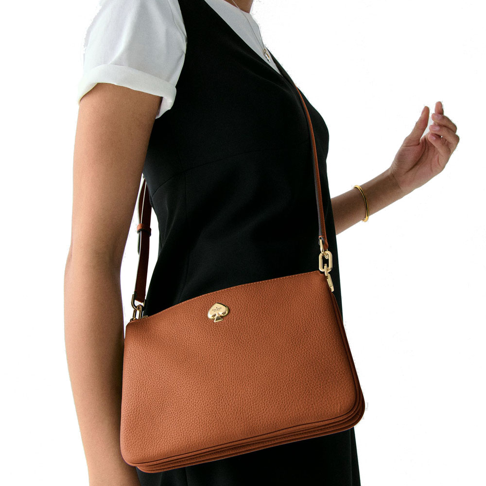 Kate Spade Kayla Small Triple Compartment Crossbody Warm Gingerbread # KL806