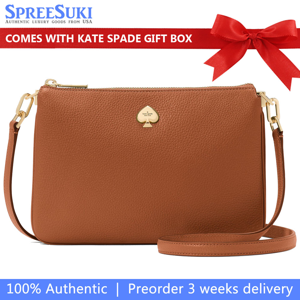 Kate Spade Kayla Small Triple Compartment Crossbody Warm Gingerbread # KL806