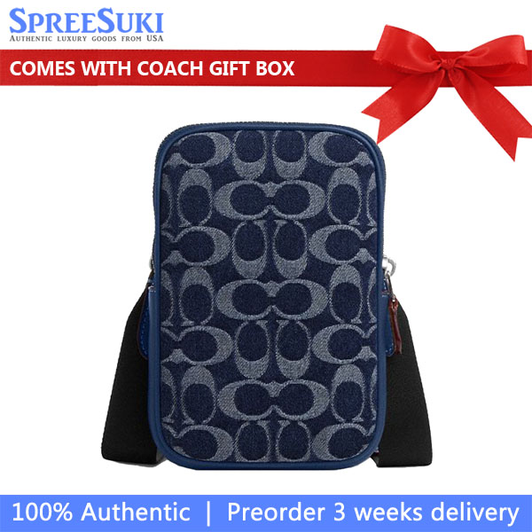 Coach Aden Crossbody Bag In Signature Denim Denim / Deep Blue # CY889