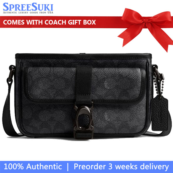 Coach Beck Slim Crossbody In Signature Canvas Charcoal # CM337