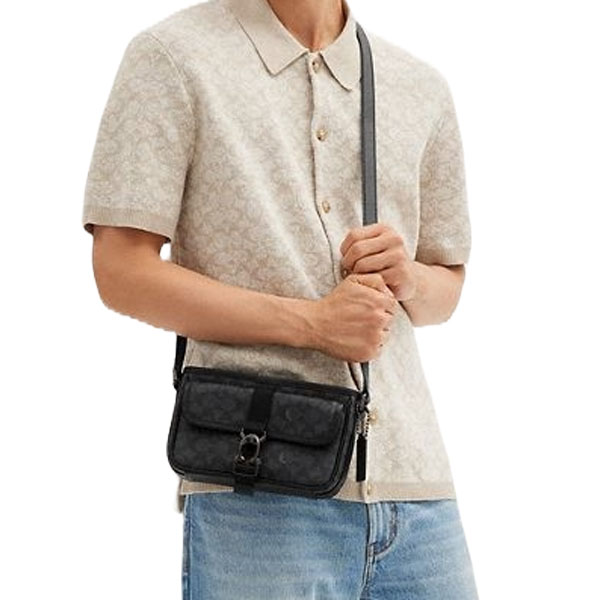 Coach Beck Slim Crossbody In Signature Canvas Charcoal # CM337