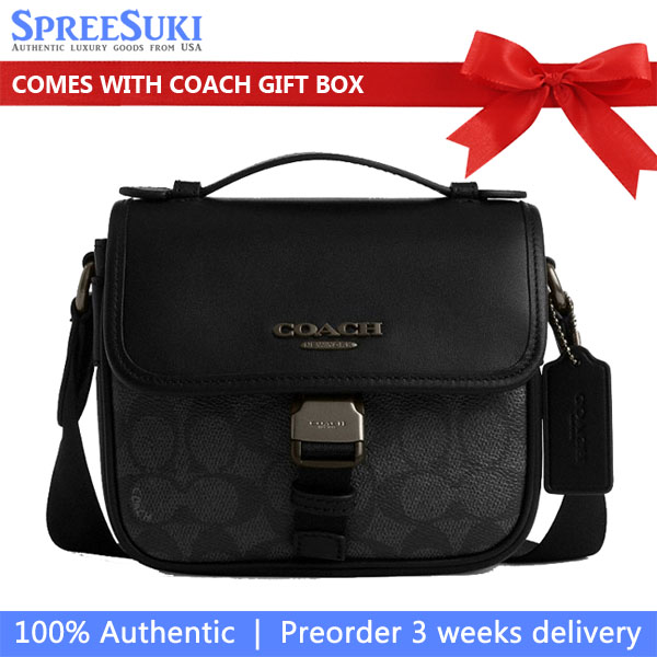 Coach Racer Crossbody Bag In Signature Canvas Gunmetal Charcoal Black # CBG13