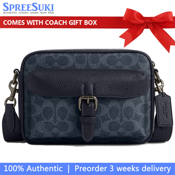 Coach Warner Crossbody Bag In Signature Canvas Gunmetal Denim Midnight Navy # CW217