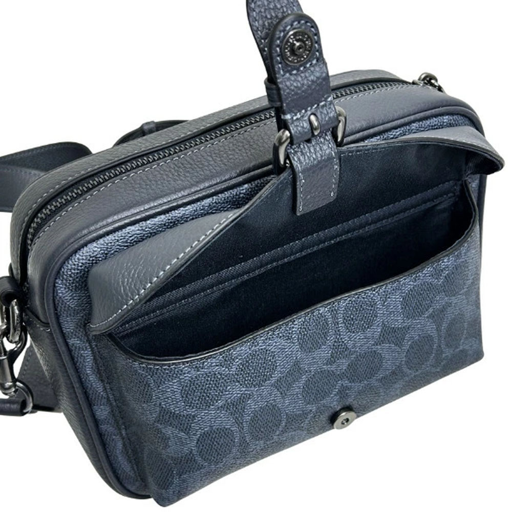 Coach Warner Crossbody Bag In Signature Canvas Gunmetal Denim Midnight Navy # CW217