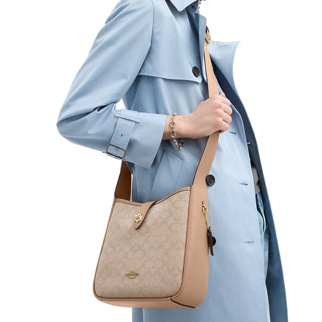 Coach Hadley Convertible Crossbody Bag With Signature Canvas Dark Natural Multi # CAK50
