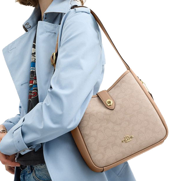 Coach Hadley Convertible Crossbody Bag With Signature Canvas Dark Natural Multi # CAK50
