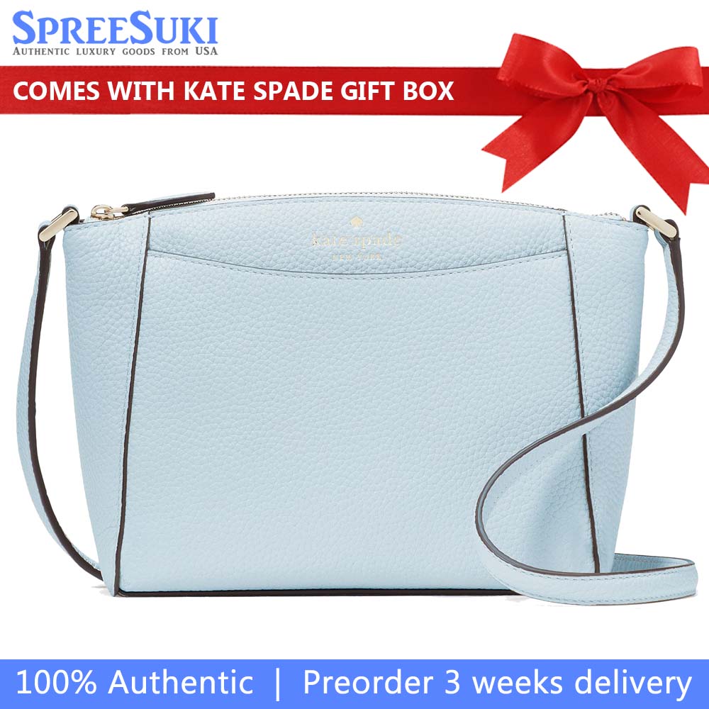 Kate Spade Crossbody Bag Monica Leather Crossbody Crisp Sky # WKR00258