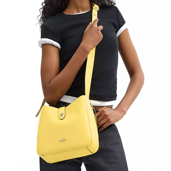Coach Hadley Convertible Crossbody Bag In Suede Yellow # CW002