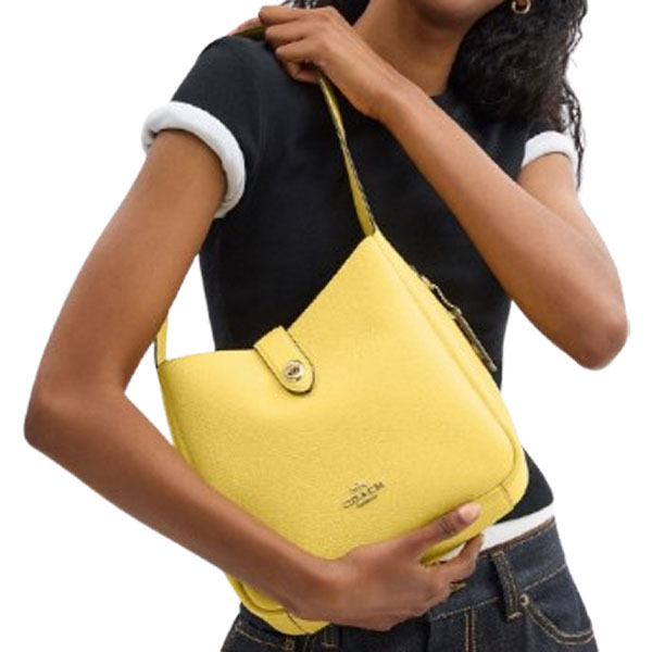 Coach Hadley Convertible Crossbody Bag In Suede Yellow # CW002