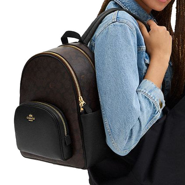 Coach Court Backpack In Signature Canvas Walnut Black # CZ176