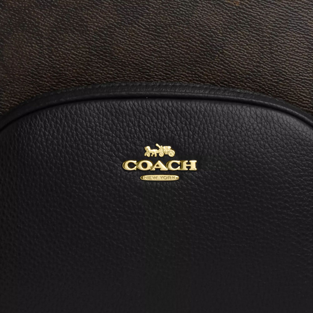 Coach Court Backpack In Signature Canvas Walnut Black # CZ176