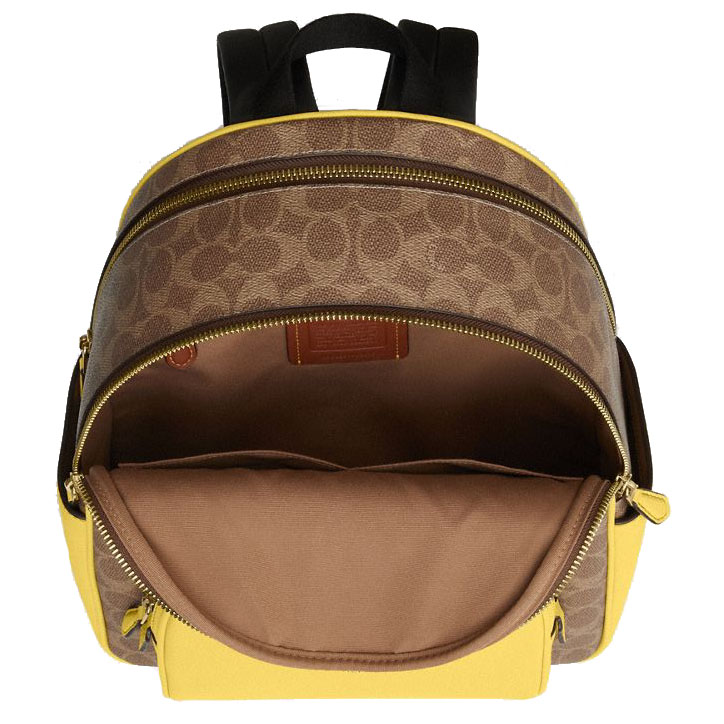 Coach Court Backpack In Signature Canvas Tan Yellow # CZ176