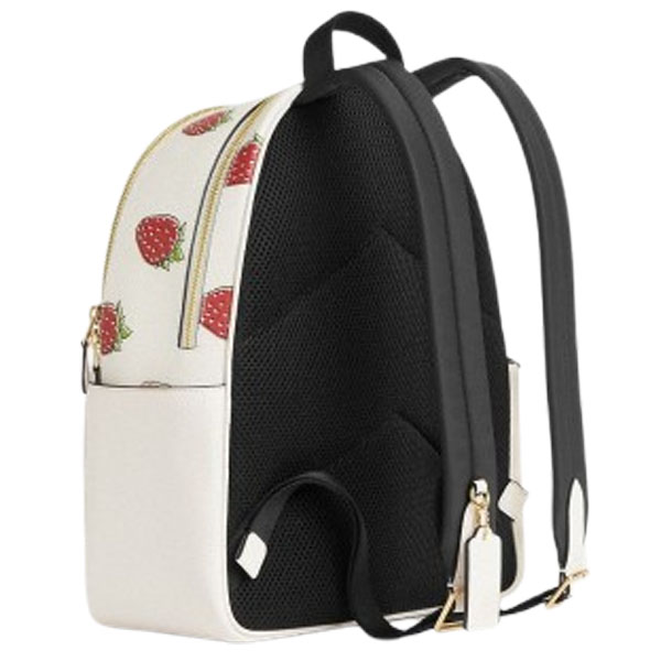Coach Court Backpack With Strawberry Prin Chalk Multi # CAS94