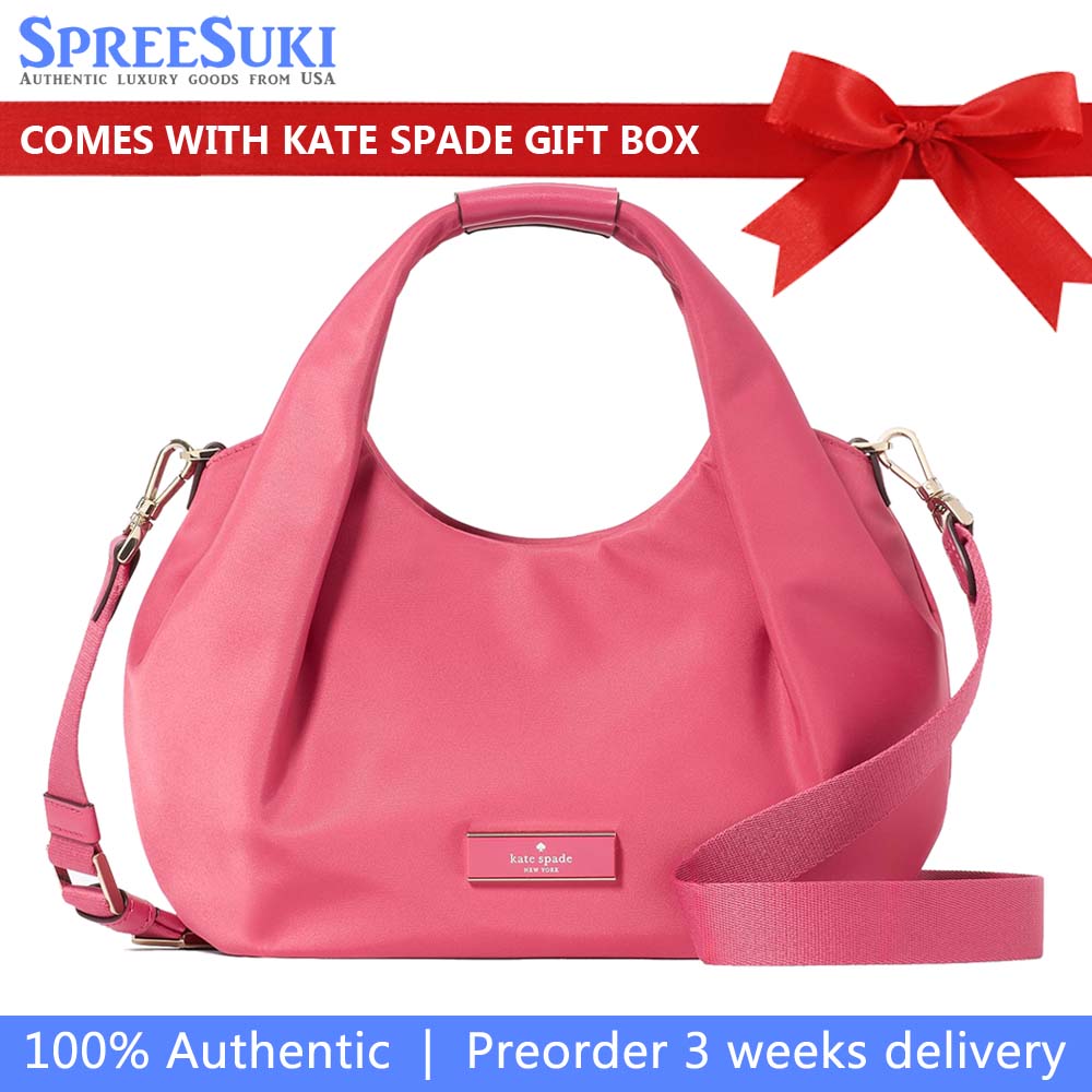 Kate Spade Carter Nylon Small Pleated Crossbody Rose Oil # KL965