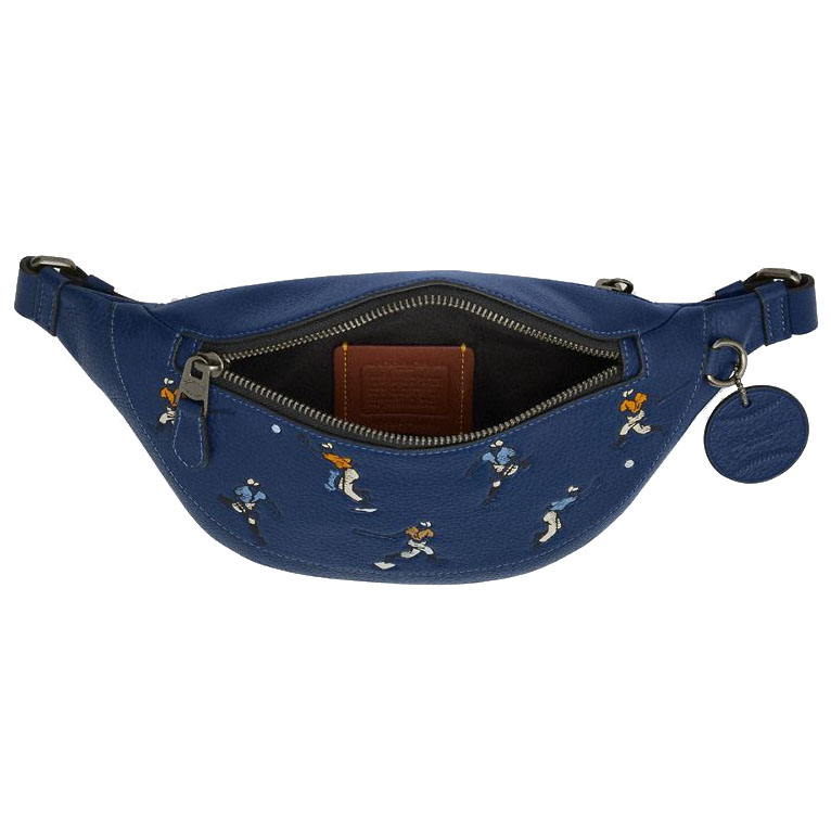 Coach Warren Mini Belt Bag With Baseball Print Deep Blue Multi # CAX43