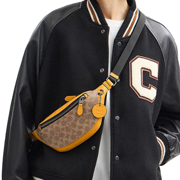 Coach Warren Mini Belt Bag In Colorblock Signature Canvas Tan Buttercup # CAX42