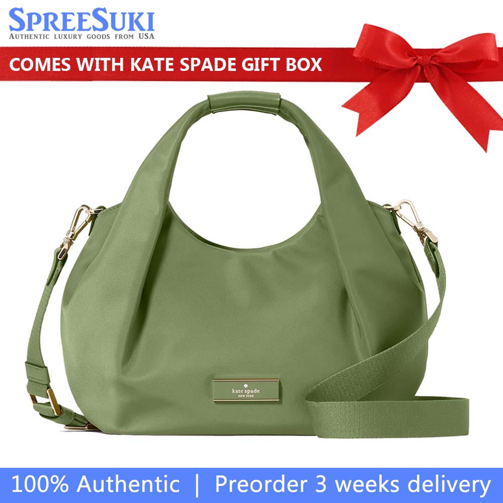 Kate Spade Carter Nylon Small Pleated Crossbody Cedar Stand # KL965