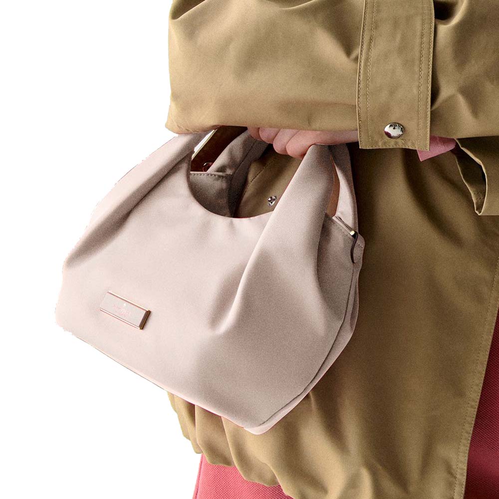 Kate Spade Carter Nylon Small Pleated Crossbody Cozy Grey # KL965