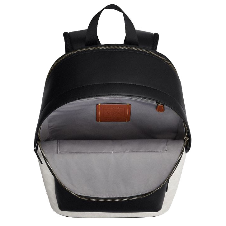 Coach West Backpack In Signature Canvas Gunmetal Chalk Black # CV925