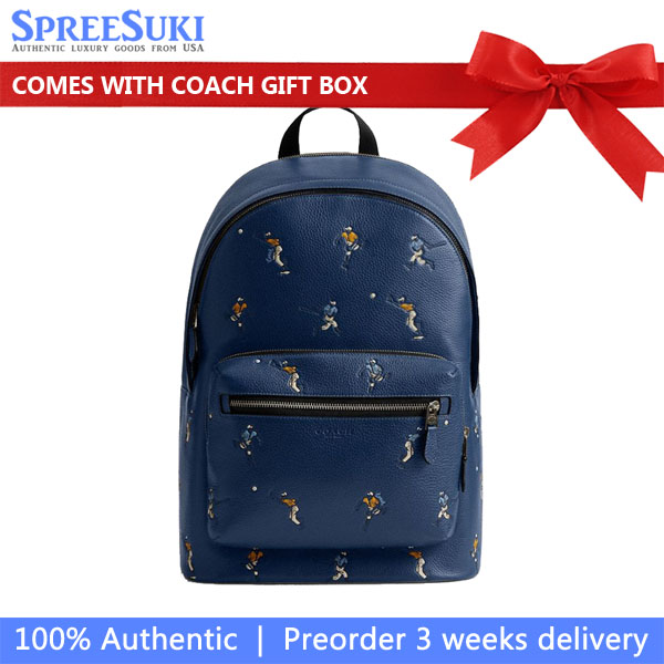 Coach West Backpack With Baseball Print Deep Blue Multi # CAX47
