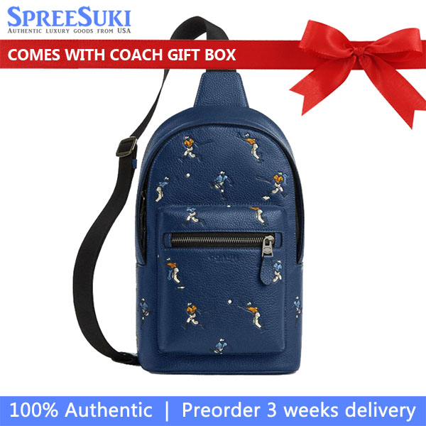 Coach West Pack With Baseball Print Deep Blue Multi # CAX48