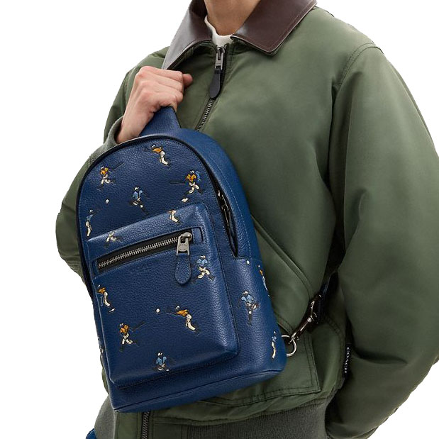 Coach West Pack With Baseball Print Deep Blue Multi # CAX48