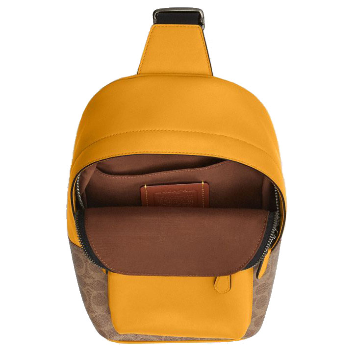 Coach West Pack In Colorblock Signature Canvas Tan Buttercup # CAX45