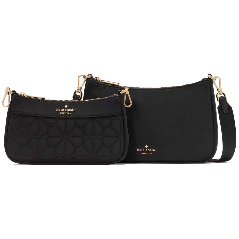 Kate Spade Duet Quilted Fabric Small Crossbody Black # KK901
