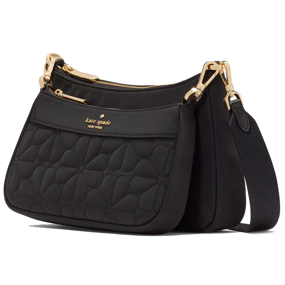 Kate Spade Duet Quilted Fabric Small Crossbody Black # KK901