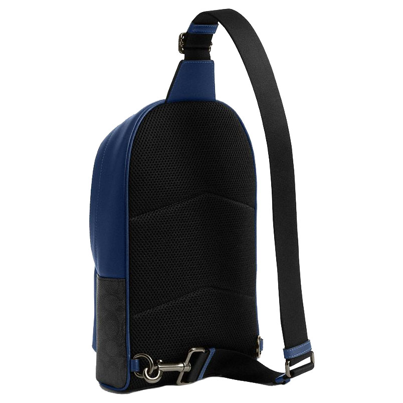 Coach West Pack In Colorblock Signature Canvas Charcoal Deep Blue # CAX45