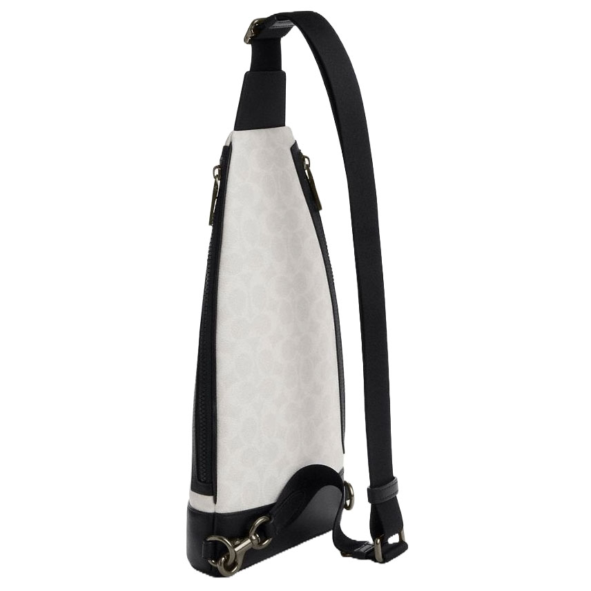 Coach Dominic Sling Pack In Signature Canvas Gunmetal Chalk Black # CY801