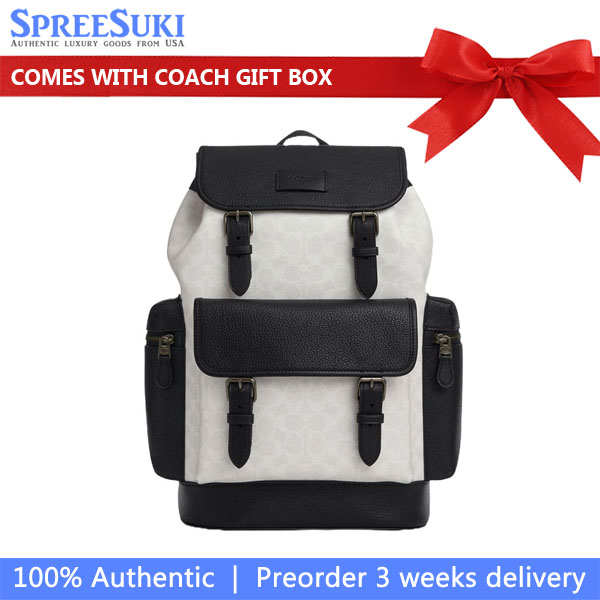 Coach Sprint Backpack In Colorblock Signature Canvas Gunmetal Chalk Black # CBI12