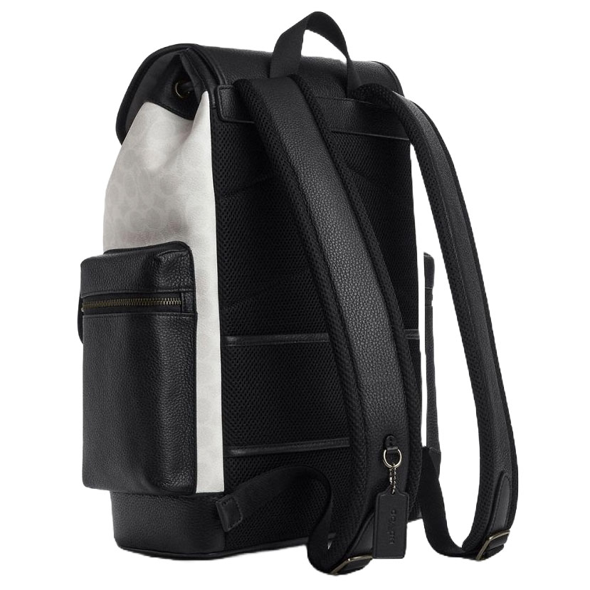 Coach Sprint Backpack In Colorblock Signature Canvas Gunmetal Chalk Black # CBI12